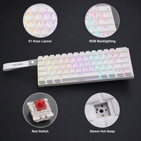 Clavier mécanique filaire AJAZZ NK61 à 61 touches, interrupteurs rouges, éclairage RGB mixte, compact, pour jeux, accessoires pour PC