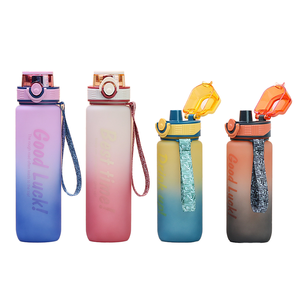 1000ML Custom Logo Gradient Color PP Plastic Insulated <b>Portable</b> Sports Fitness Water Cup Cartoon Pattern Microwave <b>Dishwasher</b> - Product Image 1