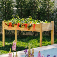 Bac à légumes surélevé en bois avec pieds, jardinière surélevée pour jardin extérieur, patio, culture de légumes, herbes et fleurs