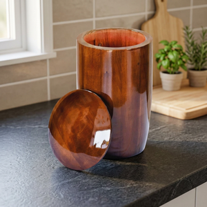 Urne funéraire artisanale en bois, ronde, polie, moderne, pour cendres humaines, décoration d'intérieur - Product Image 4