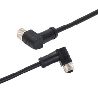 Connecteur circulaire KRONZ M12 femelle 5 broches coudé à 90 degrés, étanche IP67, en PVC pré-moulé noir, non blindé