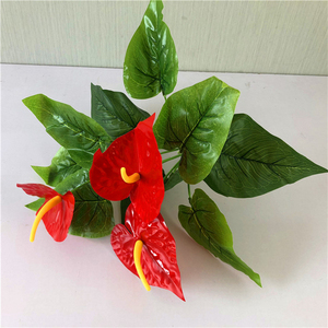 Qslh plantas verdes artificiais v879, látex em vaso, anturlio bonsai para decoração caseira - Product Image 4
