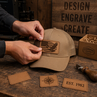 Patch en cuir PU auto-adhésif pour casquette, idéal pour la gravure laser, patch vierge pour casquette, logo personnalisé, 6 formes, 8 couleurs, certifié REACH, vente en gros