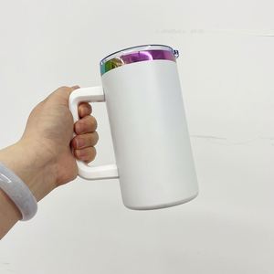 USA Stock 20pack 20oz Mirror Rainbow Plated Stainless Steel Vacuum Insulated Tumbler with Slide Lid <b>Removable</b> Handle for Coffee - Product Image 2
