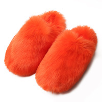 Pantoufles d'intérieur en fausse fourrure confortables et moelleuses pour femme, couleur unie, pour l'hiver