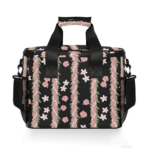 Sacs à lunch isothermes hawaïens, sacs de pique-nique thermiques pour l'extérieur avec bandoulière réglable, imprimé fleurs - Product Image 2