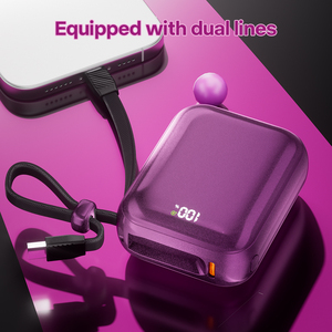 <strong>Multifunctional</strong> Mini Power Bank Dual Built in Cables LED Display Fast Charging Portable External <strong>Charger</strong> for Travel - Product Image 4