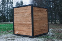 Sauna de Vapor Húmedo Moderna Personalizada para Exteriores, de Leña, para 4 Personas, con Ducha, Control por Computadora, Ventanas Transom, 6KW
