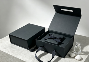 Eco-Friendly Recyclable Thick <b>Black</b> Special Hard Paper Book Shaped Gift <b>Box</b> with Magnetic Closure and Same Color Ribbon Handle - Product Image 4