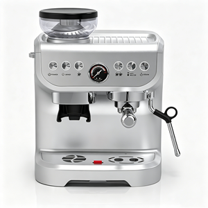 Machine à expresso semi-automatique avec moulin à café réglable et mousseur à lait, machine à café grain-à-tasse avec système d'eau chaude pour usage domestique - Product Image 2