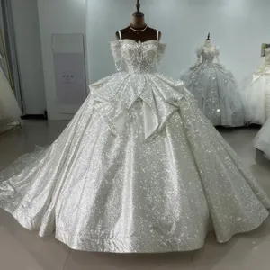 Factory <span class=keywords><strong>Outlet</strong></span> Bling Off Shoulder Shiny Puffy Vestido de fiesta para mujer <span class=keywords><strong>Vestidos</strong></span> de novia - Product Image 1