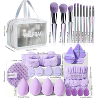 Ensemble de pinceaux de maquillage synthétiques multifonctionnels, outils de beauté pour le visage, logo personnalisé, éponge à fond de teint, tampon démaquillant