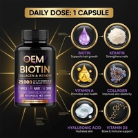 Capsules de complexe de biotine OEM, collagène, kératine, acide hyaluronique, soin des cheveux, de la peau et des ongles, complexe B 7-en-1, complément alimentaire