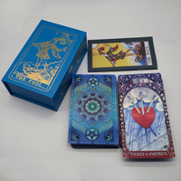 Cartes de tarot en plastique dorées, bleu, enchantress, magicien, jeu de cartes de tarot imperméable, écologique, jeux de cartes familiaux, livret en anglais