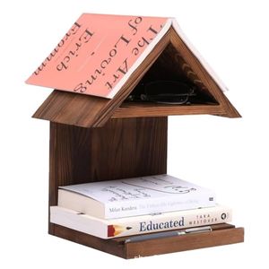 Estante de pared de madera creativo, forma irregular, estante de almacenamiento de madera maciza de 2 niveles para libros y decoraciones, montaje multiusos - Product Image 2