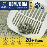 Litière pour chat en bentonite OEM, sans poussière, sable sphérique, bonne désodorisation, grosses particules, moins propres à être emportées