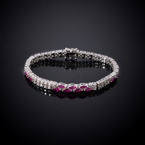 00109 Conjunto de Collar de Novia con Borlas Vimineas Elegantes y de Lujo para Mujer, con Rubíes y Circonitas, Conjuntos de Joyería de Boda, Accesorios para Novias - Product Image 4