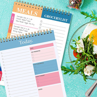 Bloc de Notas Personalizado para Planificador de Comidas con Lista de Compras, Diario de Alimentos de Papel Grueso, Diario de Dieta en Espiral, Papelería de Cocina Personalizada