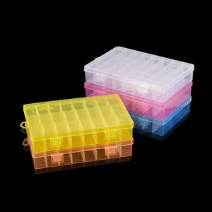 Transparent Plastic Jewelry <b>Box</b> 24 Grids Double Locking Compartment Organizer For <b>Storage</b> And Display <b>Blue</b> White Orange Pink - Product Image 3
