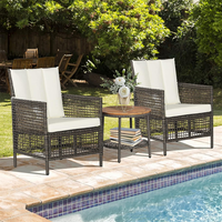Ensemble de chaises de patio en rotin, canapé bistro en osier et fauteuils avec table d'appoint pour jardin et balcon (vente en gros)