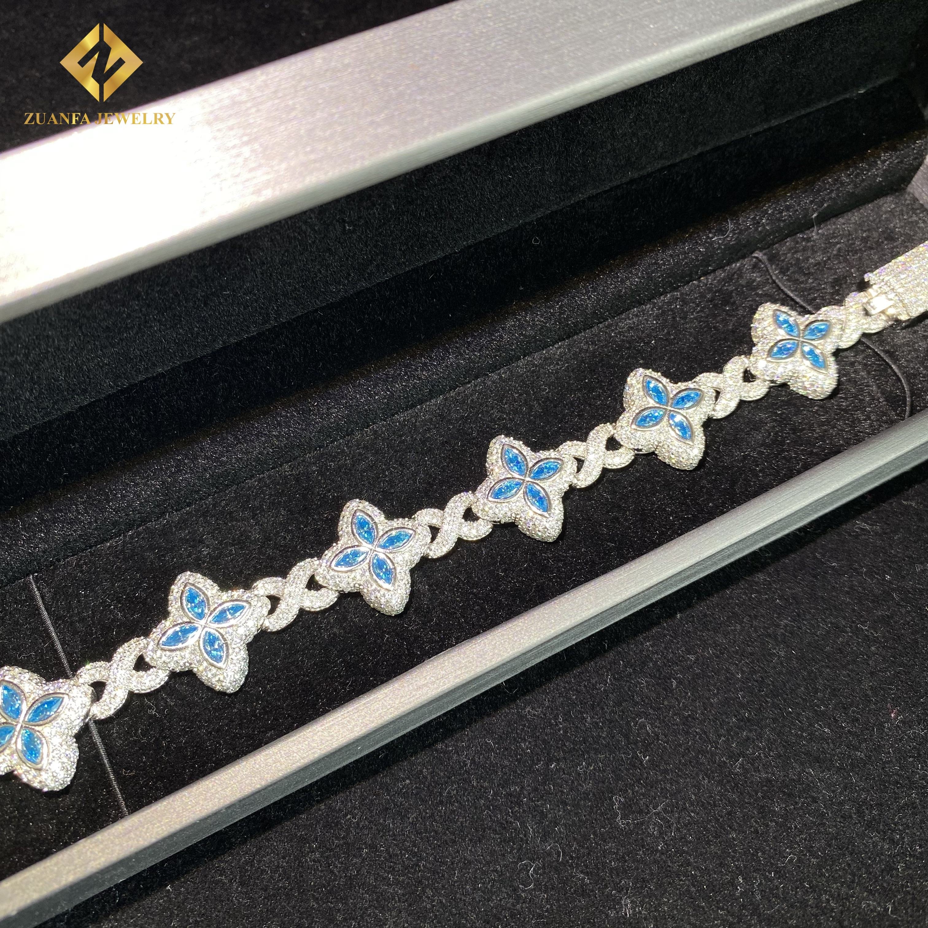 Silver+blue marquise