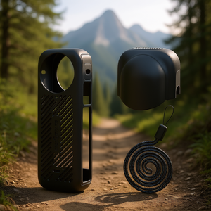 Étui de protection AMagisn Insta360 X4, capuchon d'objectif en silicone, cordon, protection thermique, noir, ensemble - Product Image 2