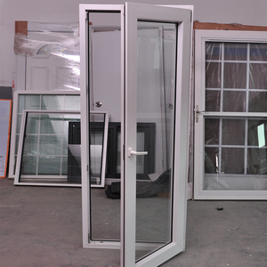 Puertas interiores exteriores de <span class=keywords><strong>PVC</strong></span> blanco, marco de vidrio doble, puertas interiores abatibles de entrada, patio oscilante residencial francés, otras puertas - Product Image 4