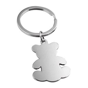 Portachiavi in Metallo a Forma di Orsacchiotto, Ciondolo Placcato Argento - Product Image 1
