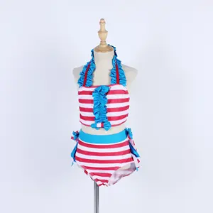 Red White Stripe Dance Leotard Adult Child Dance Costume Lovely Bow Stage Performance Jazz Dance Wear