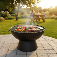 Brasero extérieur 2-en-1 à bois avec barbecue intégré – Bol à feu robuste pour chauffage et grillades en famille
