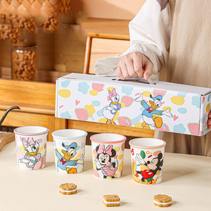 Juego de 4 Tazas con Asa de Mickey, Minnie, Pato <span class=keywords><strong>Donald</strong></span> y Daisy, Tazas de Cerámica para Helado, Tazones Lindos para Postre para Niños, Venta al Por Mayor - Product Image 1