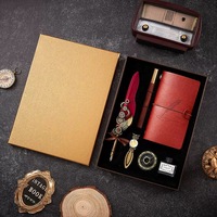Ensemble de stylos plume vintage en plumes somptueuses pour calligraphie arabe, avec journal en cuir et coffret cadeau – Pack parfait