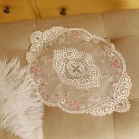 Nappe de table en dentelle européenne de luxe, brodée de fleurs, en fibre de polyester, pour la décoration de la maison et la photographie