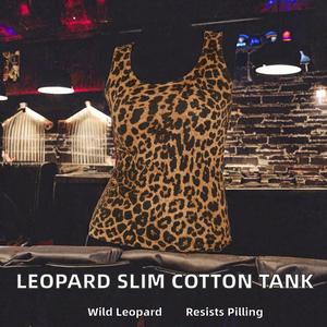 Camisetas sin Mangas de Moda para Mujer, Estilo Europeo Americano 2025, Corte Ajustado, 100% Poliéster, Estilo Casual, Logotipo con Letras, Estampado de Leopardo - Product Image 2
