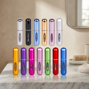 <b>Mini</b> Portable 5ml 10ml Aluminum Perfume Atomizer Travel Refillable Empty Colorful Style <b>Bottle</b> Screen Printing MOQ 100pcs - Product Image 3