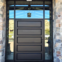 Porte d'entrée en fer forgé et verre sur mesure, style moderne du milieu du siècle, avec fonction antivol, pour villas intérieures et extérieures, garantie 3 ans