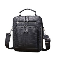 Tas Selempang Bahu Pria Pola Perut Buaya Matte Vintage Baru Tas Kotak Modis Katun Tahan Air Nilon Kelas Atas