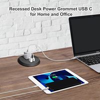 Prise de courant encastrée ronde de 2 pouces pour table, avec charge rapide USB-C PD 20W, pour armoire et bureau