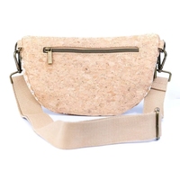 Tas pinggang kork motif cetak kompartemen zip ganda bisa dipakai tas pinggang selempang tas dada