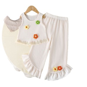 Set di Abbigliamento per Ragazze con Maglietta Senza Maniche con Fiori 3D e Pantaloni Elasticizzati, 2 Pezzi, Vestiti per Bambine all'Ingrosso - Product Image 5
