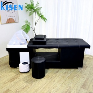 Lit de lavage capillaire Kisen avec installation de tuyauterie fixe offrant une circulation d'eau puissante et une thérapie de massage apaisante du cuir chevelu - Product Image 1