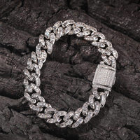 Bracelet cubain de luxe Hip Hop en or 10 mm avec diamants de laboratoire, chaîne à maillons cubains, bijoux fins, colliers
