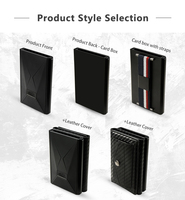 Dompet Kartu Magnetik Tipis Desain Baru, Tempat Kartu Nama Modis, Dompet Pop-up Berlapis Serat Karbon, Kantong Koin Lipat PU