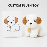 Peluche personnalisée Labrador, Labrador assis couleur crème avec oreilles brunes et étiquette dorée, fabriqué à partir de photo