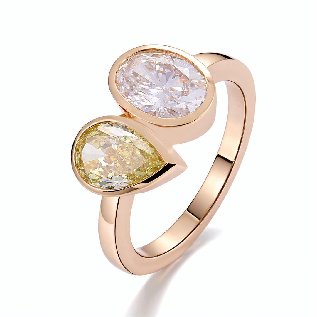 Anillo de oro amarillo de 10 quilates con diamantes de laboratorio