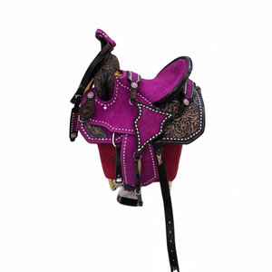 Hermosa Silla de Montar Occidental de Cuero de Caballo Rosa Intenso para Carreras de Barriles, Silla de Montar Portátil, Silla de Montar de Diseño Personalizado - Product Image 1