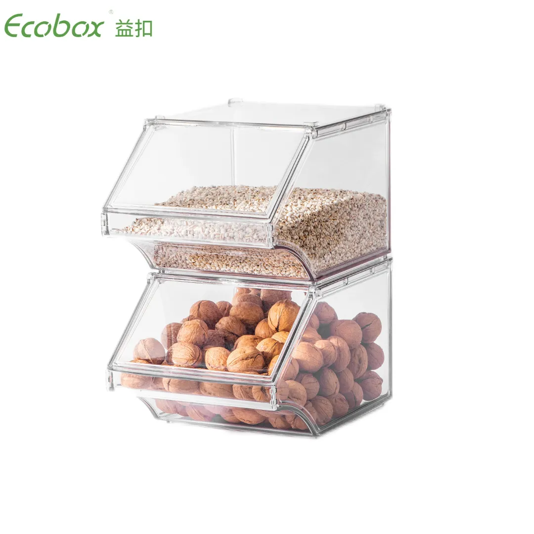 ECOBOX Sweet Candy Dispensers Scoop Bin Nut Storage Container Stackable Candy Bin Bulk Food Bins For Shops