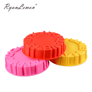 Moule à gâteau en silicone liquide 3D Darklight de qualité alimentaire, lettres Joyeux Anniversaire, logo personnalisé, couleur OEM, design créatif pour - Product Image 2