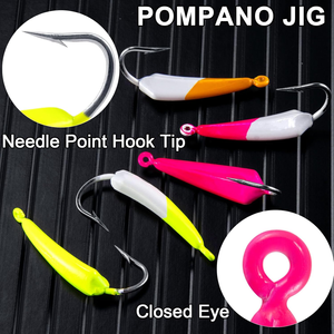 Leurres de gabarit 5 couleurs 1/2 Oz Pompano Jig Goofy Jig blanc et rose avec chartreuse et teaser vert En stock - Product Image 5