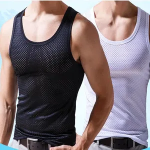 Custom Summer Mesh Men's Vest Sleeveless Quick Dry Breathable Running Training Fitness Sports Vest Tank Tops Mens Clothing